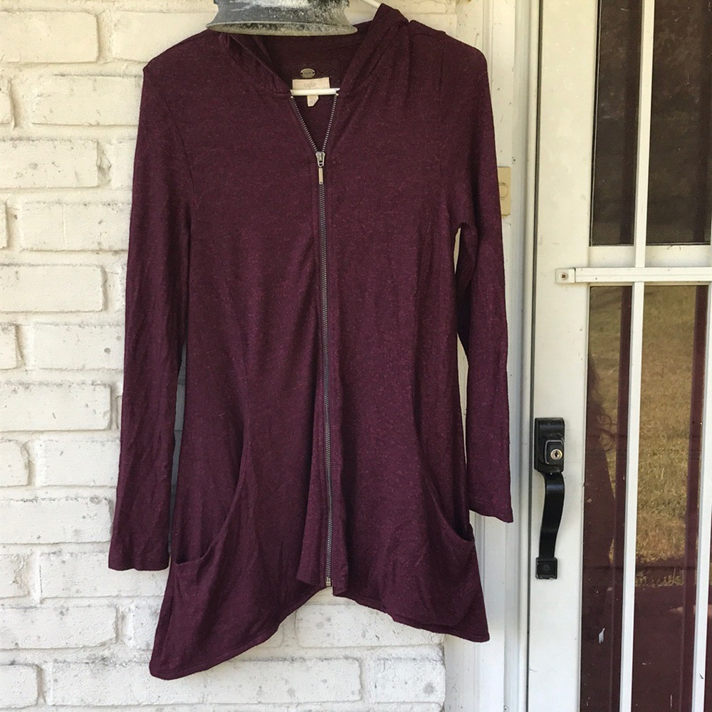 Burgundy zip up sweater